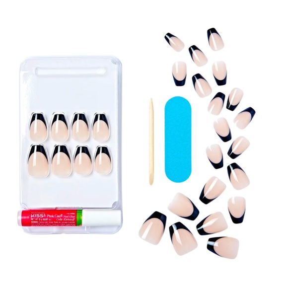 💅🆕Kiss Nails Salon Acrylic French Tip Nails!Short Length Coffin Nails “Flame” - Picture 7 of 16